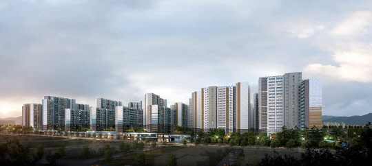 수원역 푸르지오 자이 야경투시도. <대우건설 제공>